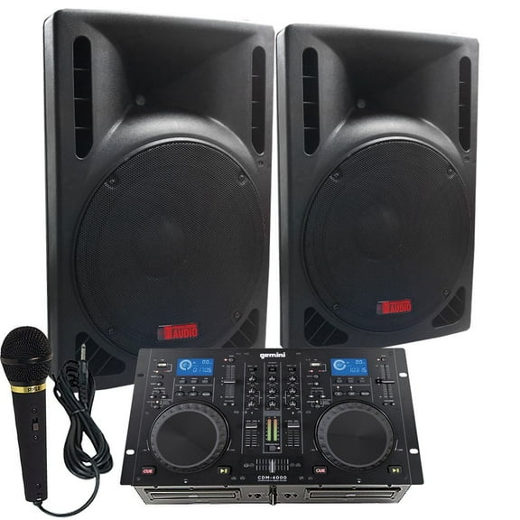 Adkins Pro Starter DJ PA System with Speakers, Mixer/Cd Player, Microphone