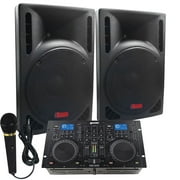 Starter Dj System - 1600 WATTS - Connect your Laptop, iPod, USB, MP3's or Cd's! 10" Powered Speakers, Mixer/Cd Player & Microphone.