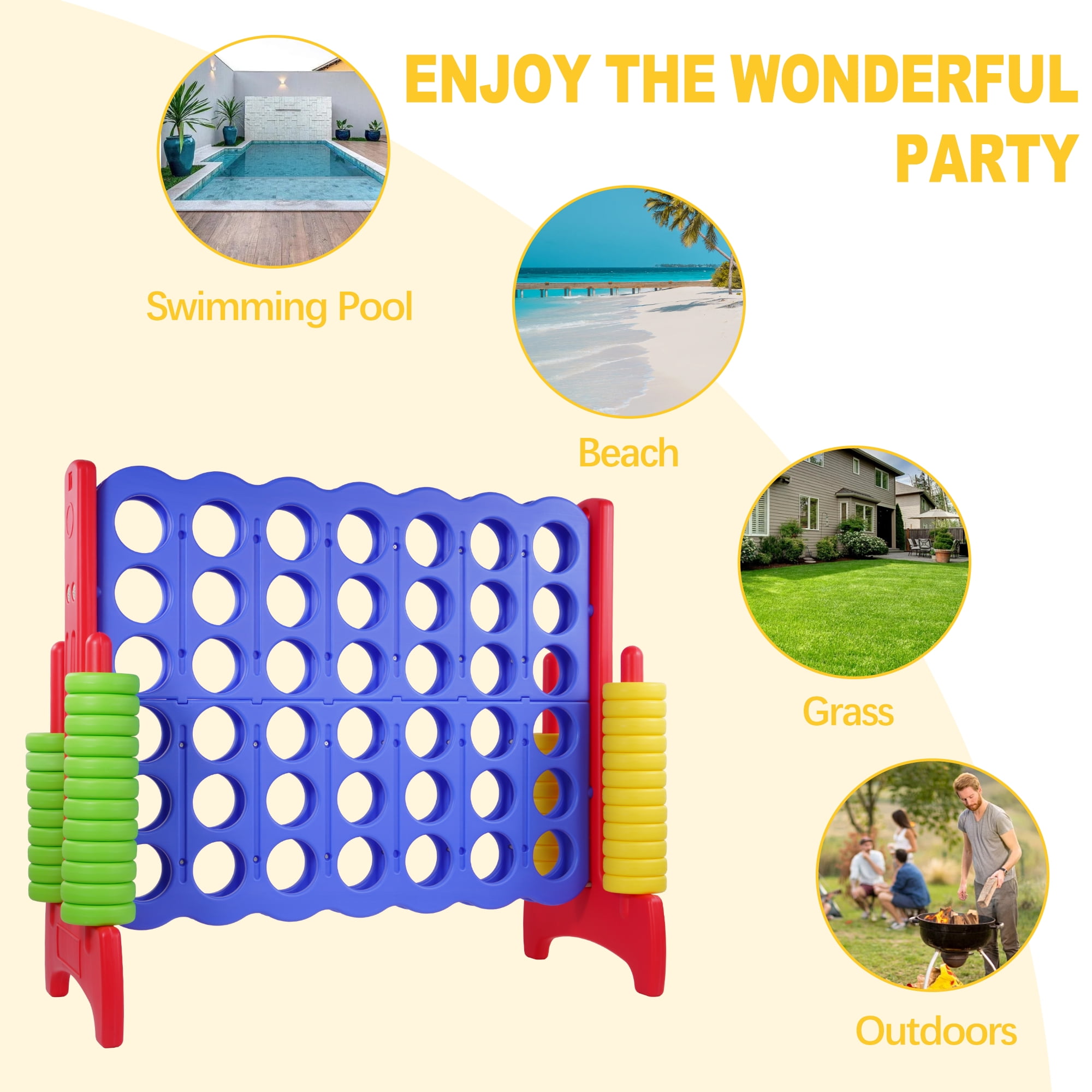 FlexWave 4-to-Score Game Set, with 42 Jumbo Rings and Quick-Release Slide, for All Ages, Perfect for Holiday Parties and Family Games, Large Size