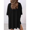 thumbnail image 6 of Women's two-piece casual suit summer casual loose shirt cycling shorts match airport travel wear Black L, 6 of 7