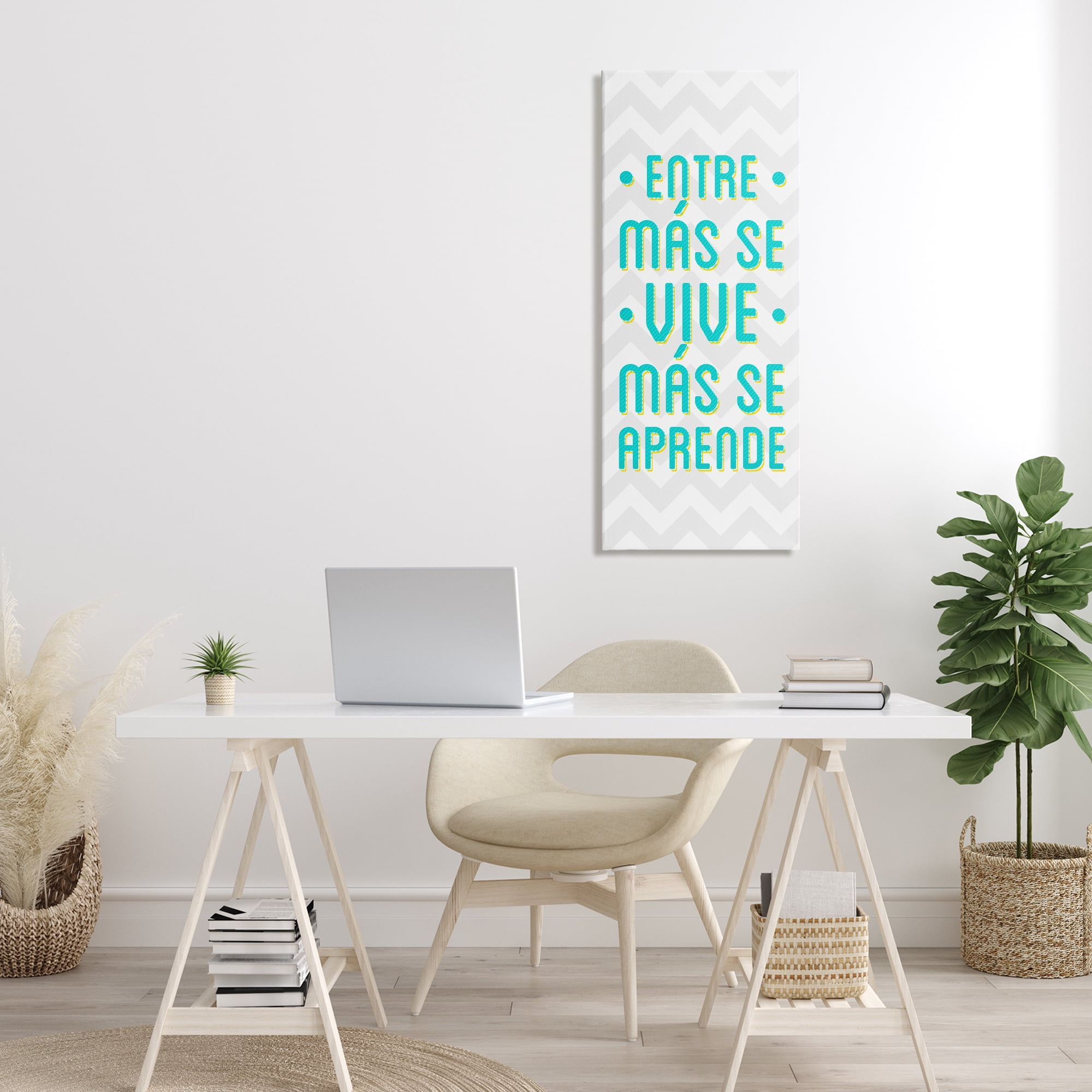 Stupell Industries Se Vive Se Aprende Inspirational Quotes & Sayings Painting Wrapped Canvas Art Print Wall Art, 17 x 40