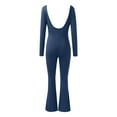 thumbnail image 6 of TAIAOJING Women's Long Sleeve Bodysuit Womens Open Back Long Sleeve Flared Bottom Pants Romper Bodycon Jumpsuit Yoga Rompers, 6 of 6