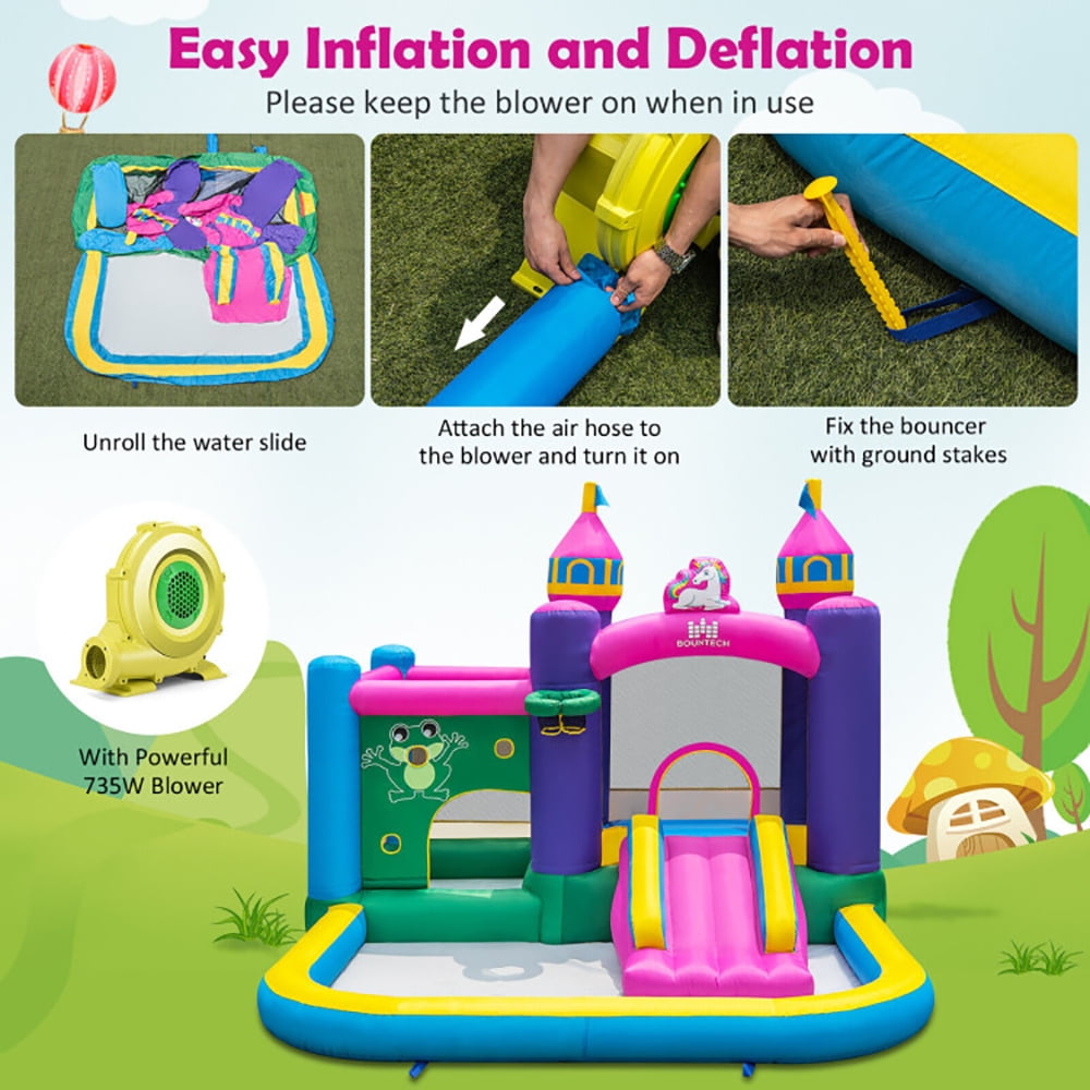Aimee Lii 6-in-1 Kids Inflatable Unicorn-themed Bounce House with 735W Blower, Kids Bounce House for 3-10