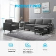 thumbnail image 4 of BALUS 2 Pieces Couch Set, L Shaped Sofa with Storage Ottoman, 5-Seats Sectionals, Living Room Set Furniture, Linen, Dark Gray, 4 of 5