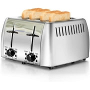 prepAmeal 2 Slice Toaster Stainless Steel Toaster Two Slice Bagel Toaster Small Bake Toaster with 6 Browning Setting, Reheat, Defrost, Bagel, Cancel Function, Extra Wide Slots (Black - 2 Slice)