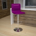 thumbnail image 2 of Flash Furniture Modern Purple Vinyl Adjustable Bar Stool with Back, Counter Height Swivel Stool with Chrome Pedestal Base, 2 of 11