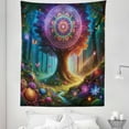 thumbnail image 3 of Ambesonne Nature Tapestry Twin Size, Wonderland Forest Mandala, 68"x88", Indigo Green Aqua, 3 of 3