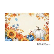 Jbralid Autumn Pumpkin Floral Placemat Set of 6 for Home Kitchen Table Decor 12x18 inch
