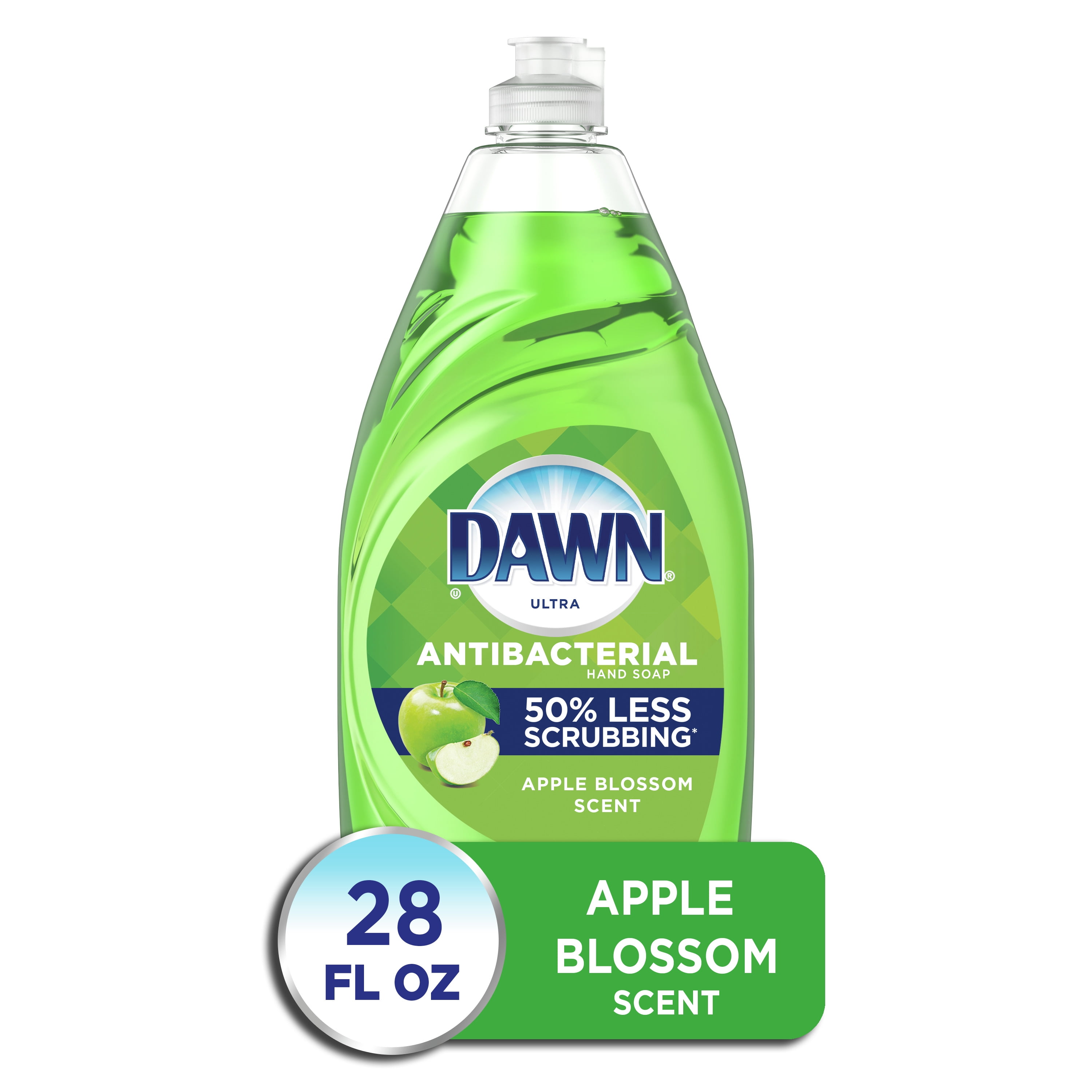 Dawn Ultra Antibacterial Liquid Dish Soap, Apple and Blossom Scent, 28 Fluid Ounce