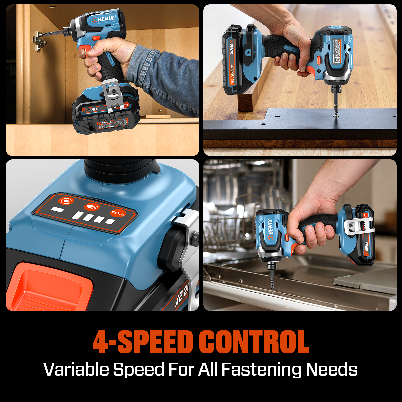 SENIX 20 Volt Max* 1/4-Inch Impact Driver, Brushless Motor, 130 Foot-Pound of Max Torque, 3000 RPM (Battery, Charger and Soft Bag Included) PDIX2-M2