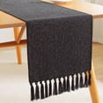 thumbnail image 5 of Nvzi Camino de mesa con borlas, negro, 33x92cm - Camino de mesa de poliéster, camino de mesa fino, camino de mesa rústico, camino de mesa decorativo para el hogar, 5 of 5