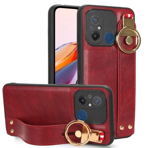 Funda de teléfono para Redmi 12C Dama Wrist Band + Cristal 9D