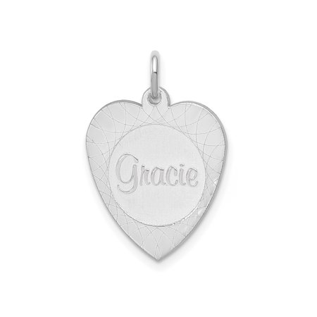 14k White Gold Heart Pendant Necklace for Women with Gracie Name Engraving, Geometric Border Design, Personalized Symbolic Jewelry for Love and Affection