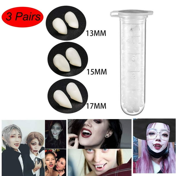 3 Pairs Vampire Teeth Fangs with Adhesive Halloween Party Cosplay Props