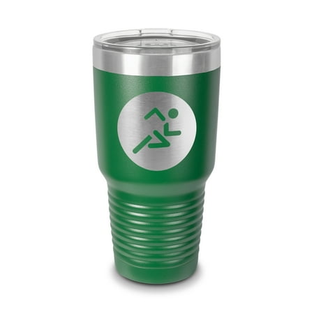

Running Tumbler 30 oz - Laser Engraved w/ Clear Lid - Stainless Steel - Vacuum Insulated - Double Walled - Travel Mug - runner marathon triathlon - Green