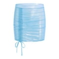thumbnail image 3 of Kaerm Womens Shiny See Through Sheer Mini Skirt Drawstring Package Hip Design for Date Night And Club Wear Sky Blue S, 3 of 4