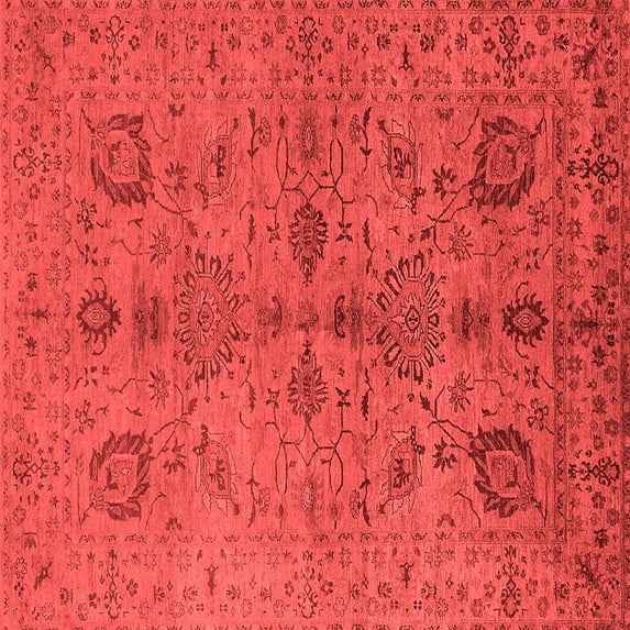 Ahgly Company Indoor Square Oriental Red Industrial Area Rugs, 8' Square