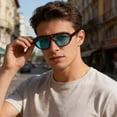 thumbnail image 3 of Oversized Blue Light Blocking Cycling Sunglasses 6.7" UV Protection Anti‑Glare Sports Eyewear Stylish Large‑Frame Flat Lens Glasses for Women Daily Outdoor Driving Green, 3 of 8