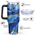 thumbnail image 3 of Bule & Gold Marble 40 OZ Tumbler Cup with Lid and Straw for Water Iced Tea Coffee Smoothie and More, 3 of 7