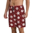thumbnail image 2 of Pofeuu Snowflake red plaid Prin Men's Swim Trunks Quick Dry Bathing Suit Swimming Board Shorts Mesh Lining Beach Swimwear-XX-Large, 2 of 6