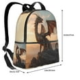 thumbnail image 4 of Zufioo Sky Sunset Bronze Dragon Print Fashion Large Capacity Backpack, Zippered Multi-compartment Travel Work Campus Lightweight Backpack, Unisex, 4 of 5