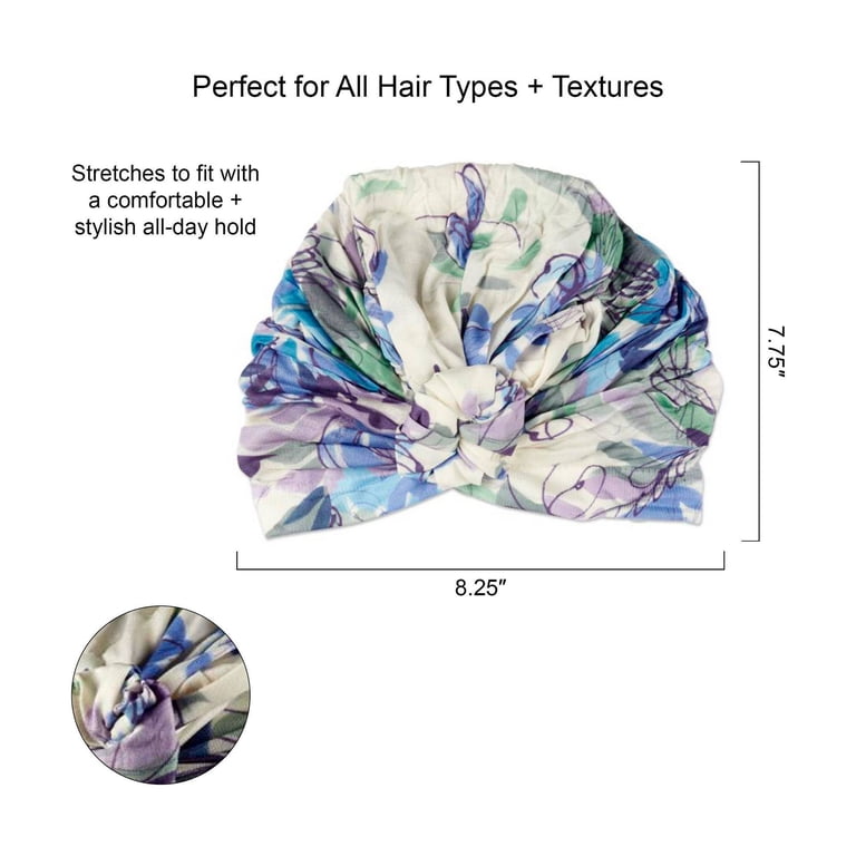Sculpted Floral Knot Accent Turban Hair Wrap - Purple, Green, Blue, Black Sculpted Floral Knot Accent Turban Hair Wrap - Especially Yours main image 3