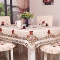 thumbnail image 1 of Mantel de encaje bordado con flores, color crema, corte de lujo, mesa Clo, 1 of 5