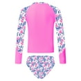 thumbnail image 2 of iiniim Kids Girls Tropical Swimsuit Two Pieces Long Sleeve Rashguard Set Summer Swimwear Bathing Suit 6-16 Pink 14, 2 of 7