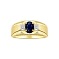 thumbnail image 1 of RYLOS Men's Rings 14K Yellow Gold Classic 7X5MM Oval Gemstone & Diamond Ring Sapphire September Birthstone Rings For Men, Gold Rings Size 9, 1 of 7