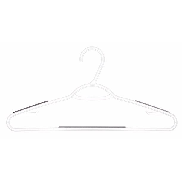 Tidy Living 10PK Nonslip Plastic Hangers White 16.65'' W x 0.27'' D