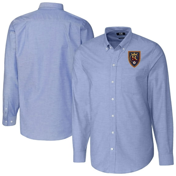 Men's Cutter & Buck Blue Real Salt Lake Big & Tall Stretch Oxford Long Sleeve Dress Shirt