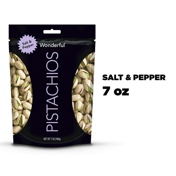 Wonderful Pistachios, Salt & Pepper Flavor, 7 Ounce Resealable Pouch