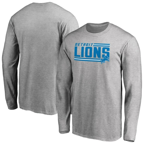 Men's Ash Detroit Lions Iconic Collection On Side Stripe Long Sleeve T-Shirt