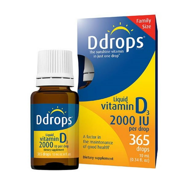 Ddrops Liquid Vitamin D3 365 Drops 2000 IU 0.34 oz.
