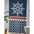 thumbnail image 4 of Sheer Curtains 108 Inches Long, Navy Blue Coastal Semi Sheer Curtains Light Filtering Window Treatment, Nautical Ocean Sea Rudder Abstract Art Privacy Voile Drapes for Living Room 52x108 Inch, 4 of 7