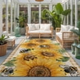 thumbnail image 2 of Area Rugs 5'x7', Sunflower Carpet Runner Indoor Outdoor Rugs Home Decor Aesthetic, Green Botanical Yellow Floral Rustic Plaid Non Slip Mats Washable Accent Rug for Living Room Bedroom, 2 of 8