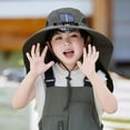 thumbnail image 4 of Children's Solar Fan Sun Hat with Wide Brim Neck Flap UV Protection Breathable Mesh Outdoor Fishing Hiking Safari Boonie Hat for Kids Portable Cooling System Everyday Casual Gear Accessory, 4 of 7