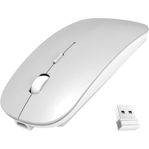 Wireless Mouse,Slim Wireless Portable Mobile Mouse,2.4G Noiseless Mouse with USB Receiver,Rechargeable Wireless Mouse for MacBook,Laptop,PC,Computer,Notebook (Silver)