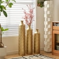thumbnail image 4 of Handcrafted Metal Floor Vase with Golden Scales, Large Flower Vase(Set Of 3), 4 of 7