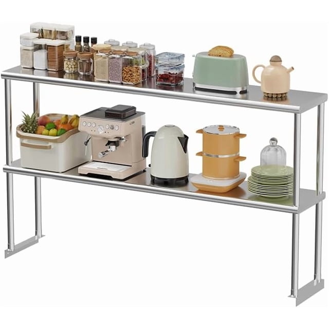 YUSAZENS 60 x 12 x 33 Inch Stainless Steel Workbench Support Stand, Multifunctional Kitchen Counter Rack for Storage Organization and Workspace