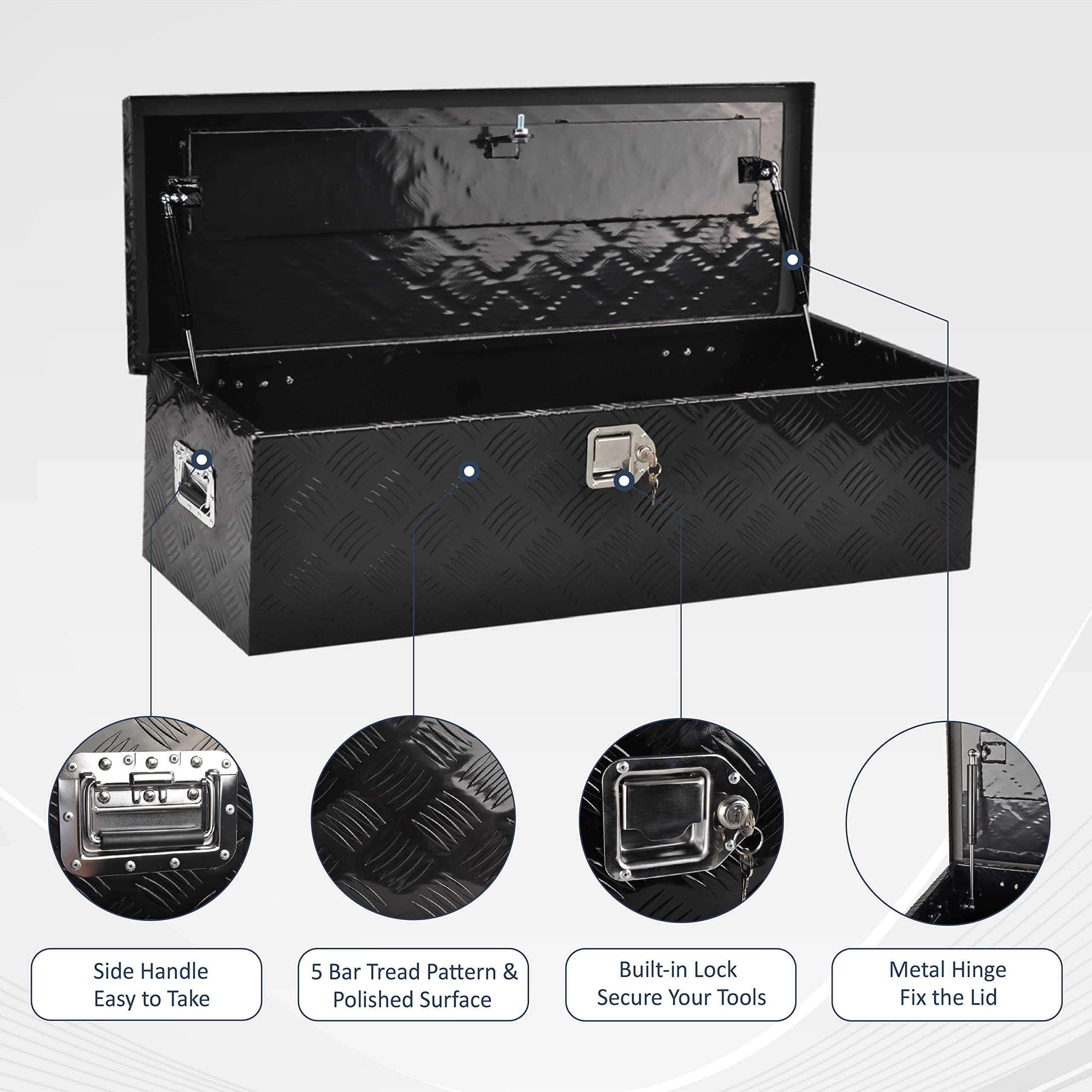 BATONECO PERFORMANCE Durable Tool Boxes & Organizers, Aluminum Black, 39 x 13 x 10 Inches, 19 lb