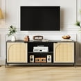thumbnail image 6 of NEILA Rattan TV Stand for 75 inch TV, TV with Adjustable Shelf, Entertainment Center with Storage, Mid-Century Modern TV Stand for Living Room, Bedroom, 6 of 7