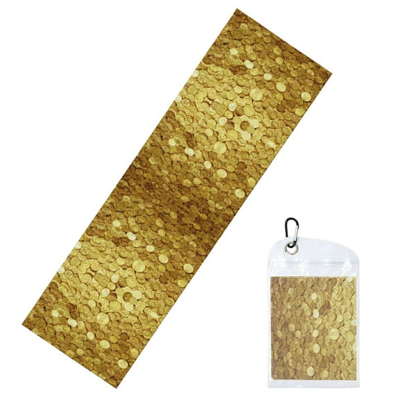 Gold Coins Amazing Cooling Towel 39.4"X11.8" Ice Sweat Towel Face Cooling Neck Cooler Wraps For Sports