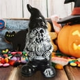 thumbnail image 5 of nvzhuang Halloween Resin Gnome Standing Gothic Black Skull Face Doll Table Decor Shelf Figurines for Home, 5 of 7