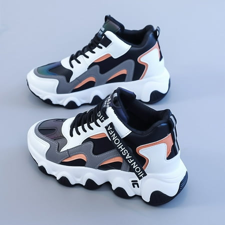 

Women‘s Thick Sole Non-slip Thermal Waterproof Colorblock Lace-up Chunky Sneakers