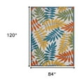 thumbnail image 3 of 7' X 10' Ivory Teal And Gold Floral Non Skid Indoor Outdoor Area Rug, 3 of 6