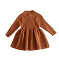 thumbnail image 2 of Godderr Baby Toddler Girl's Knitted Dress 6M-3T Long Sleeve Casua Dress Kids High Collar Party Dress Infant Dress Sweater Dress, 2 of 8