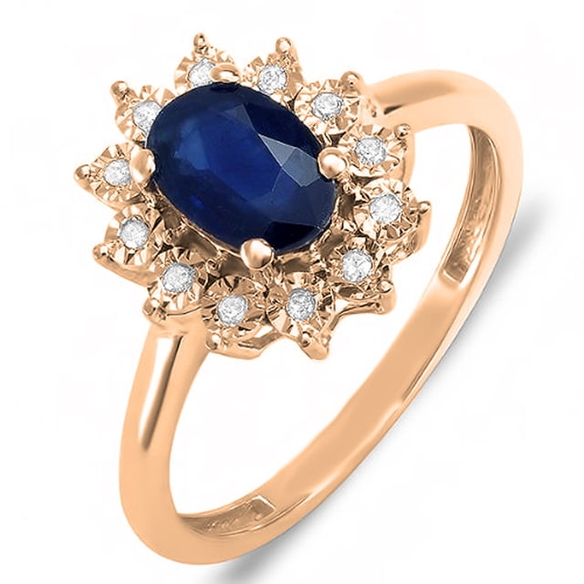 Kate Middleton Bague de Mariée Royale Inspirée Or 18K Diamant & Bleu Saphir