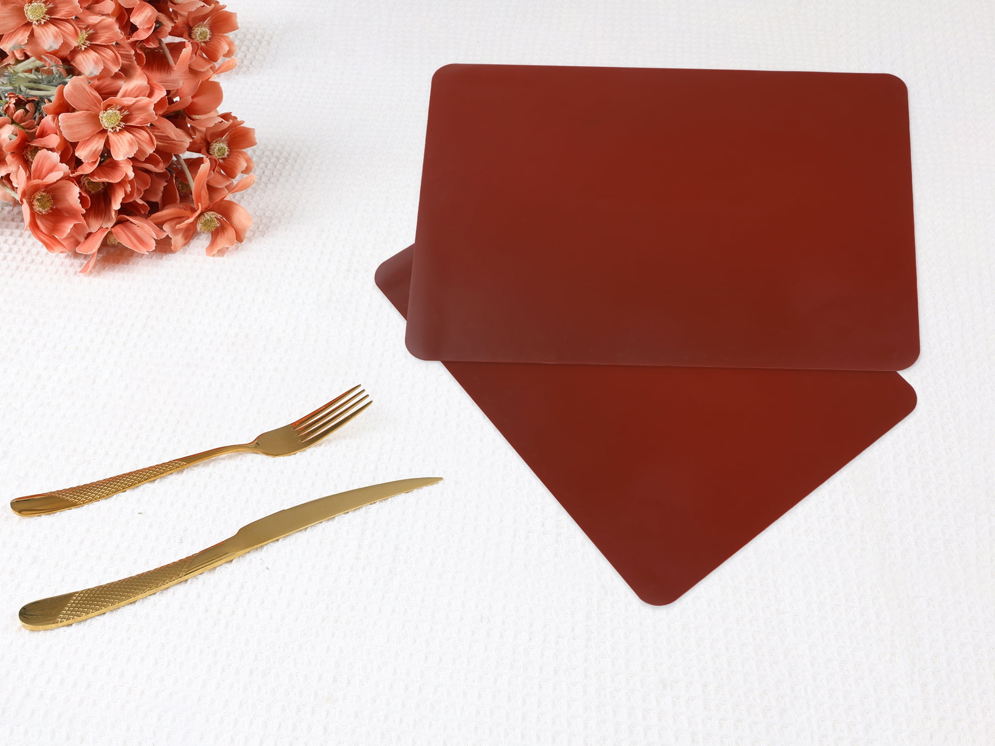 Unique Bargains Set of 6 Silicone Placemats for Kitchen Dining Table Decor Brown