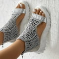 thumbnail image 5 of Mepaouo Women Knit Platform Sandals Summer Open Toe Casual Shoes Ankle High Sport Sneakers Grey Size 6.5, 5 of 9
